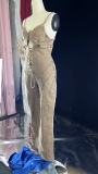 Hollow Out Bandage Denim Sling Jumpsuit YRST-T065
