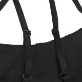 Lace Chest Flower Backless Suspender Maxi Dress BY-7513