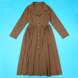 Long Sleeve Solid Color Midi Dress YF-20105