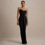 Wrap Chest Solid Color Maxi Dress GSZM-C25DS236