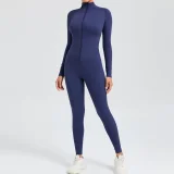 Long Sleeve Zipper Solid Sport Skinny Jumpsuit GQSA-10041