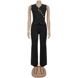 Sleeveless V Neck Slim Jumpsuit BY-7496
