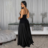 White Floral V Neck Camisole Maxi Dress BY-7497