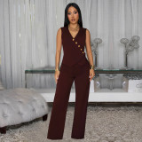 Sleeveless V Neck Slim Jumpsuit BY-7496
