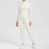Long Sleeve Zipper Solid Sport Skinny Jumpsuit GQSA-10041