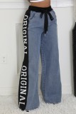 Splicing Woven Wide Leg Jeans YUMT-YMT419