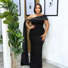 Slash Shoulder Sleeveless Maxi Dress CYA-901995