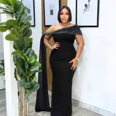 Slash Shoulder Sleeveless Maxi Dress CYA-901995