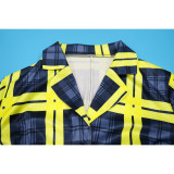 Long Sleeve Plaid Print Two Piece Skirts Set YF-10886