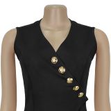 Sleeveless V Neck Slim Jumpsuit BY-7496