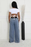 Splicing Woven Wide Leg Jeans YUMT-YMT419
