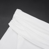 Single Shoulder Sleeve Solid Sport Pants Suit GSZM-C25ST231