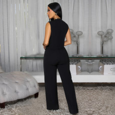 Sleeveless V Neck Slim Jumpsuit BY-7496