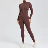 Long Sleeve Zipper Solid Sport Skinny Jumpsuit GQSA-10041