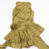 Irregular Solid Color Mini Dress CYA-902036