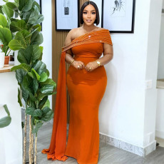 Slash Shoulder Sleeveless Maxi Dress CYA-901995