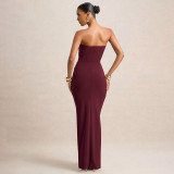 Wrap Chest Solid Color Maxi Dress GSZM-C25DS236