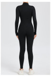 Long Sleeve Zipper Solid Sport Skinny Jumpsuit GQSA-10041