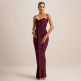 Wrap Chest Solid Color Maxi Dress GSZM-C25DS236