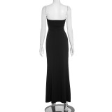 Wrap Chest Solid Color Maxi Dress GSZM-C25DS236