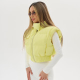 Solid Color Sleeveless Zipper Cotton Vest Jacket GSZM-Y25TP352