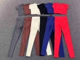 Short Sleeve Sport Solid Color Pants Suit GQSA-46038+08101