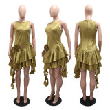 Irregular Solid Color Mini Dress CYA-902036