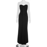 Wrap Chest Solid Color Maxi Dress GSZM-C25DS236