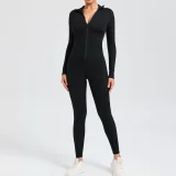 Long Sleeve Zipper Solid Sport Skinny Jumpsuit GQSA-10041