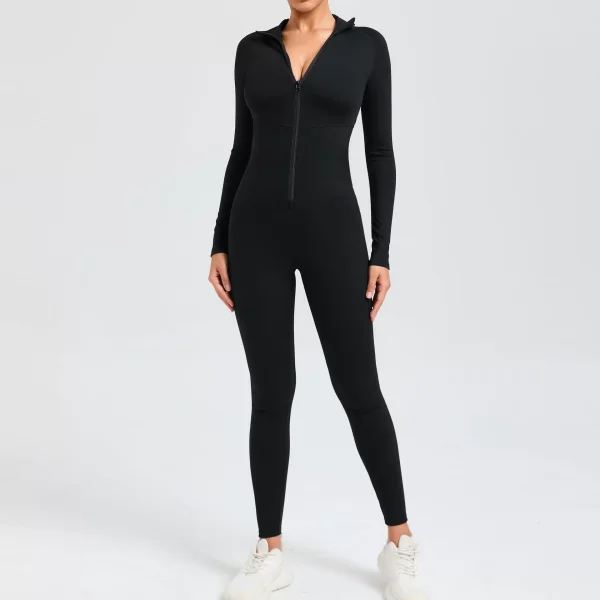 Long Sleeve Zipper Solid Sport Skinny Jumpsuit GQSA-10041