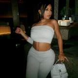 Single Shoulder Sleeve Solid Sport Pants Suit GSZM-C25ST231