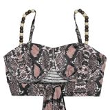 Snake Print Sling Maxi Dress BY-7502