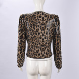 Leopard Print Sequin Long Sleeve Coats GFRT-51944TBD