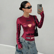 Leopard Print Long Sleeve Tops GFRT-DZF2867