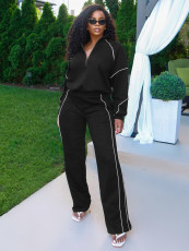 Stripe Sport Long Sleeve Pants 2 Piece Set CH-25051