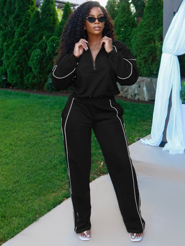 Stripe Sport Long Sleeve Pants 2 Piece Set CH-25051
