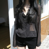 Polka Dot Print  Long Sleeve Sunscreen T-shirt GLRF-NK40089