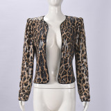 Leopard Print Sequin Long Sleeve Coats GFRT-51944TBD