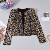 Leopard Print Sequin Long Sleeve Coats GFRT-51944TBD