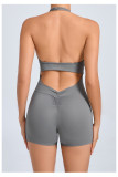 Halterneck Solid Color Yoga Sport Romper GQSA-51001