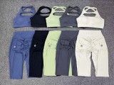 Solid Color Sleeveless Sport Yoga Two Piece Pants Set GQSA-59520/8020