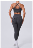 Solid Color Sleeveless Sport Yoga Two Piece Pants Set GQSA-59520/8020