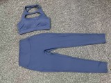 Solid Color Sleeveless Sport Yoga Two Piece Pants Set GQSA-59520/8020
