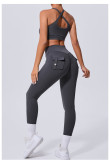 Solid Color Sleeveless Sport Yoga Two Piece Pants Set GQSA-59520/8020