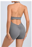 Halterneck Solid Color Yoga Sport Romper GQSA-51001