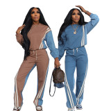 Color Block Stripe Sport Two Piece Pants Set SFY-778