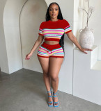 Fashion Knits Short Sleeve Two Piece Shorts Set QXTF-83026