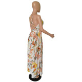 Deep V-neck Backless Chiffon Maxi Dress NK-8212