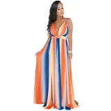 Deep V-neck Backless Chiffon Maxi Dress NK-8212