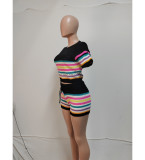 Fashion Knits Short Sleeve Two Piece Shorts Set QXTF-83026